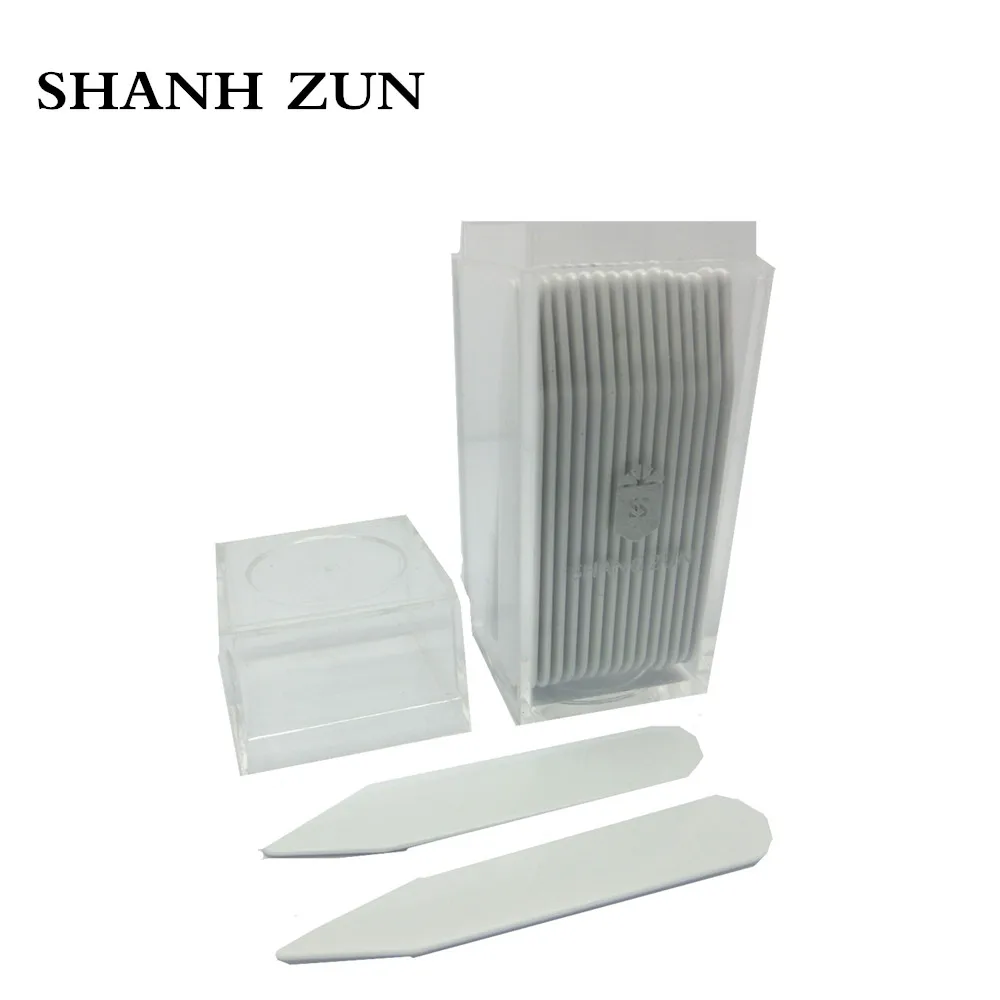 

SHANH ZUN 30 White Plastic Dress Shirt Collar Stays Stiffeners Inserts point Collar in Clear Plastic Bottle
