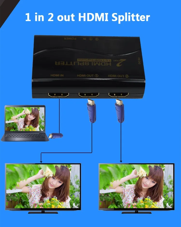 Ckl hd-92m 1*2 2 Порты и разъёмы HDMI Splitter Поддержка 1.4 В 3D 1080 P для ПК Мониторы DV DVR HDTV XBOX PS3 PS4