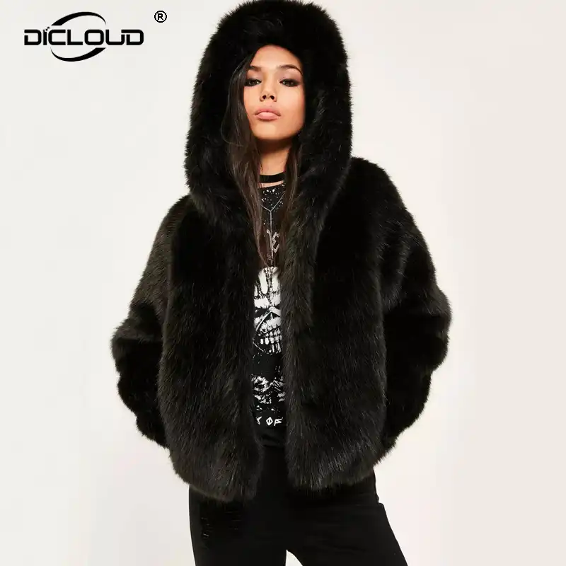 Women Wintert Faux Fur Fluffy Coat Ladies Thick Warm Jacket Outwear Plus Size UK