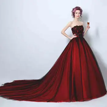 

Large Size 5XL Luxury Off-Shoulder Claret Party Dress Red Carpet Wedding Evening Formal Trailing Dress Ball Gown For Lady 6XL