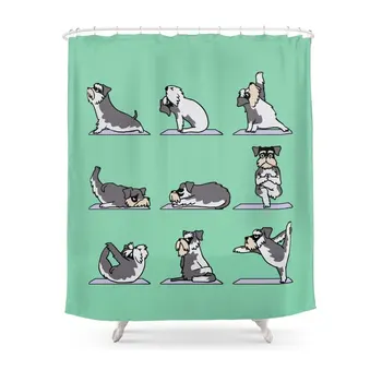 

Miniature Schnauzer Yoga Shower Curtain Polyester Fabric Bathroom Home Decoration Waterproof Print Shower Curtains with Hooks