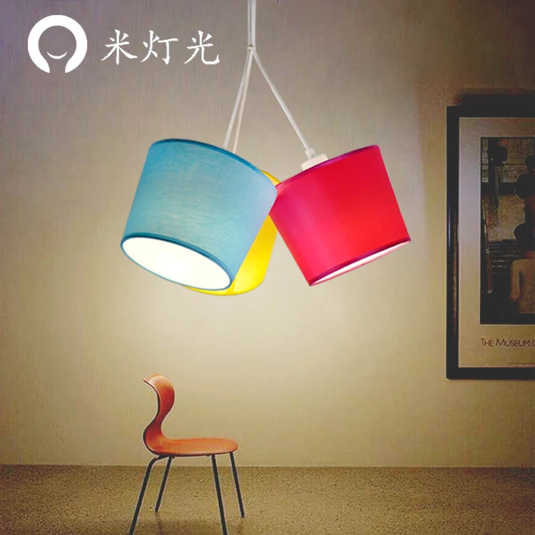 

modern minimalist pastoral art personality Nordic farbic cloth cover pendant light