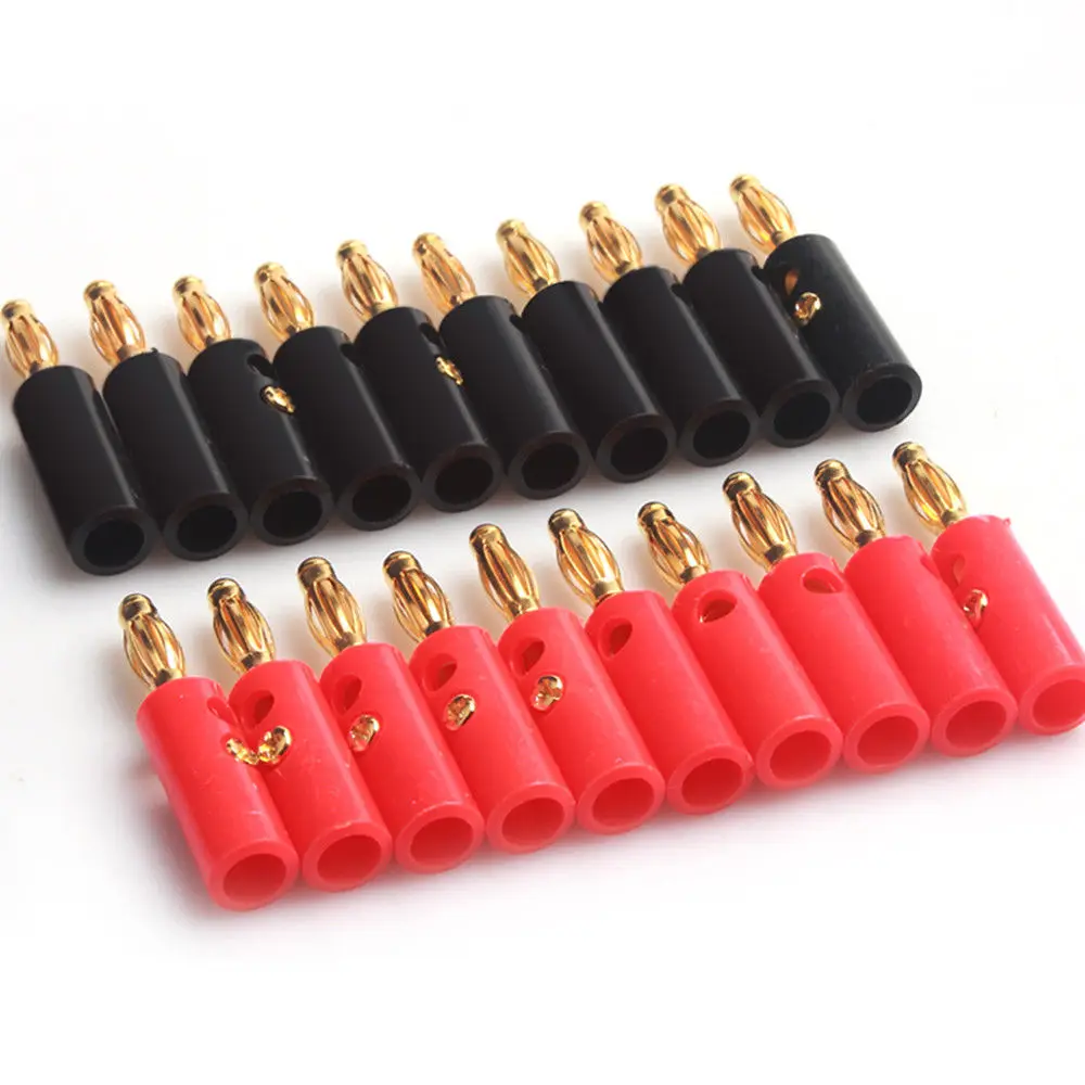 

10pcs/set Banana Plug 4mm Gold Plated Audio Speaker Wire Cable Screw Banana Plug Connector