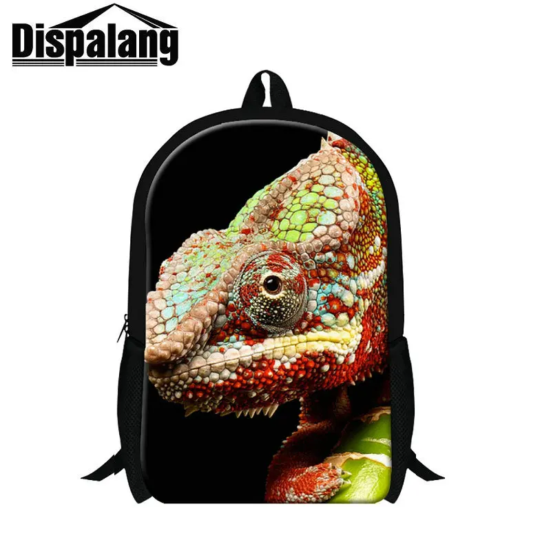 Dispalang 3D zoo animal printing backpack personalized chameleon
