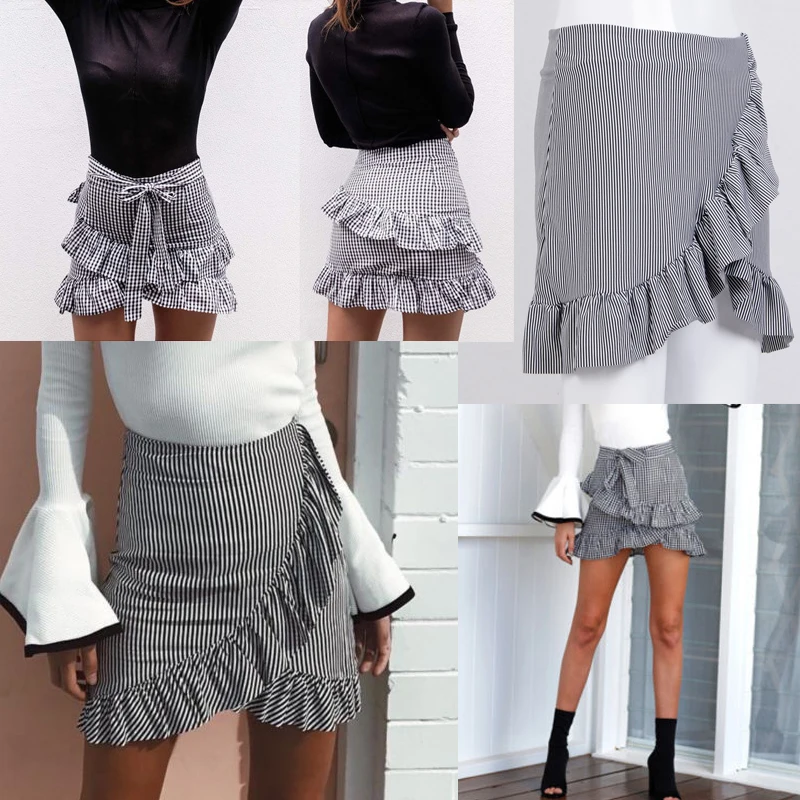 Fashion Women Skirts Casual Lady High Waist Plain Skater Flared Skirts