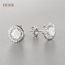 Серьги-гвоздики с кристаллами ROXI для женщин, свадебные серьги с микро кубическим цирконием, модные вечерние ювелирные изделия, корейские серьги