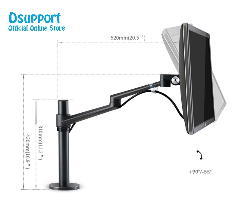 Регулируемая высота в пределах 32 дюймов ЖК-светодиодный держатель монитора кронштейн на 360 градусов вращающаяся компьютерная стойка-держатель для монитора OL-1 - Цвет: Black