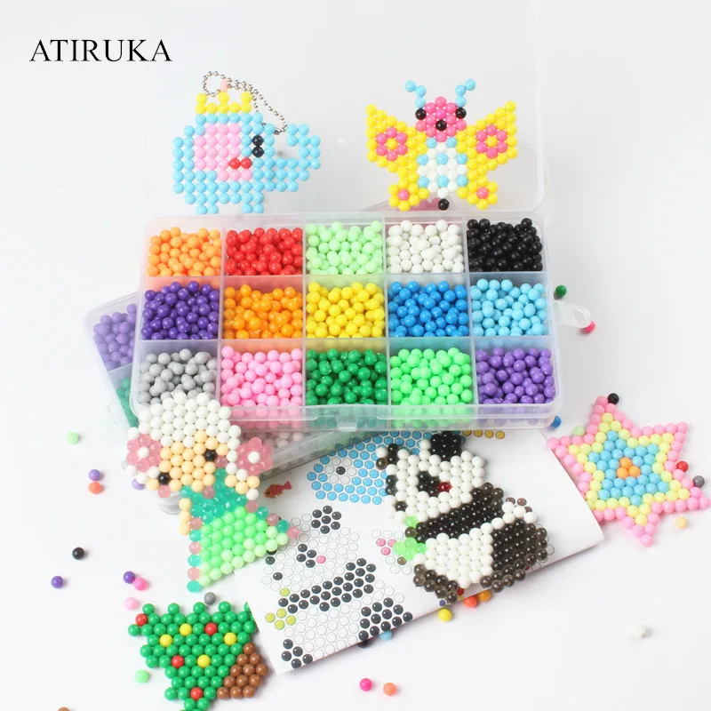 

15 Colors 3D Puzzle Water Spray Beads Set 1800pcs Fuse Beads Educational Toys for Children Perler Beads Set Toy speelgoed