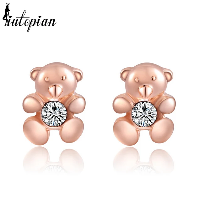 Italina R A Cute Teddy Bear Stud Earrings For Women Brincos Anti Italina R A Cute Teddy Bear Stud Earrings For Women Brincos Anti Allergic Jewelry Children