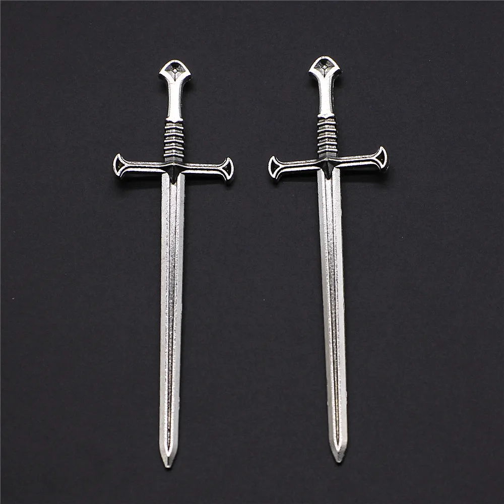 4pcs Sword Pendant Charms DIY Jewelry Making Jewelry Finding 2 Colors Antique Silver Antique Bronze Color 25x87mm - Окраска металла: Покрытие антикварным серебром