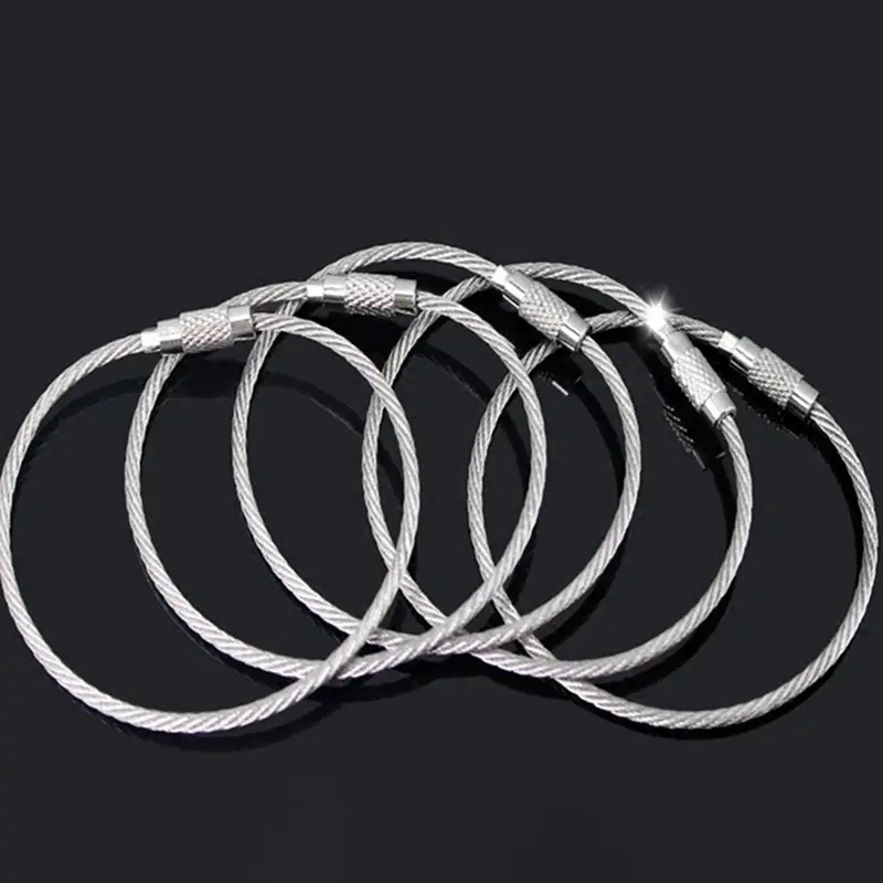 

5Pcs Stainless Steel Key Ring Latch Hooks Outdoor Hiking Screw Lock Chain Wire Rope Cable Cable Loop Tag Screw Camp Luggage