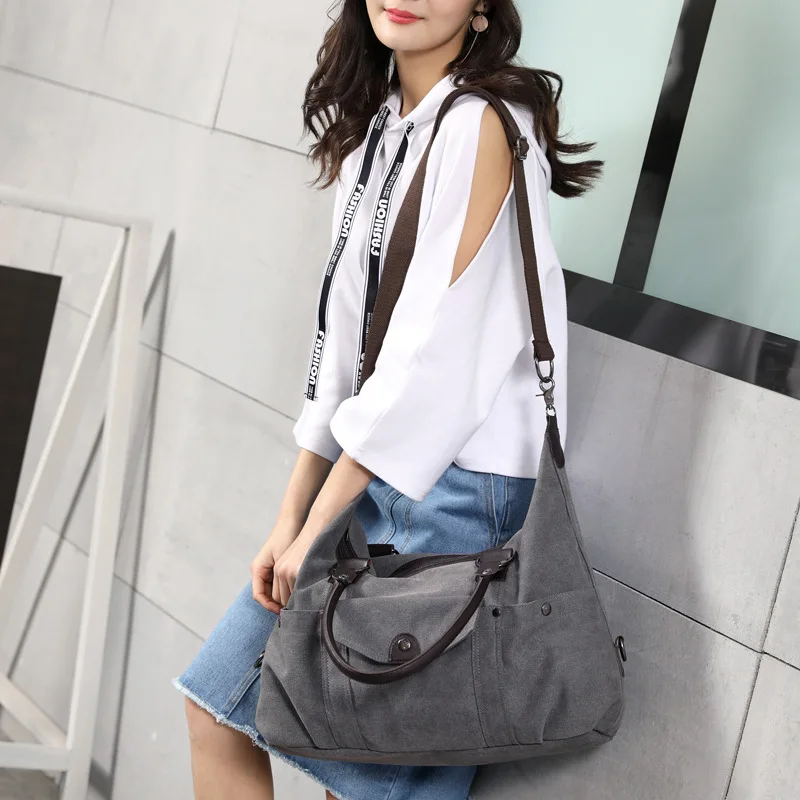

Kvky fashion Canvas Women's Shoulder Bag Pure color breathable wearproof Women Handbags contracted Casual woman top-handle bags