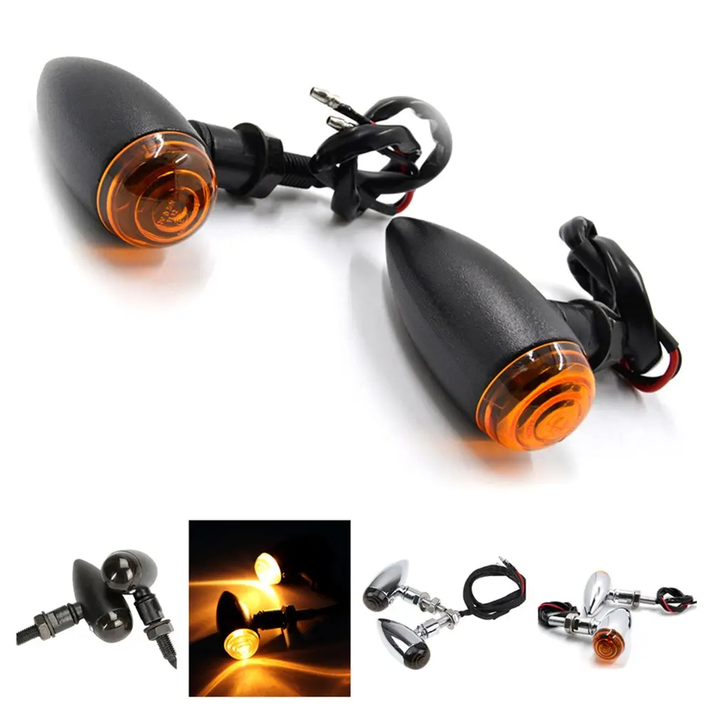 

2pcs New Motorcycle Turn Signal Lights Bullet Shape 12V Super Bright LED Bulbs Light for Cafe for Harley Motorbike