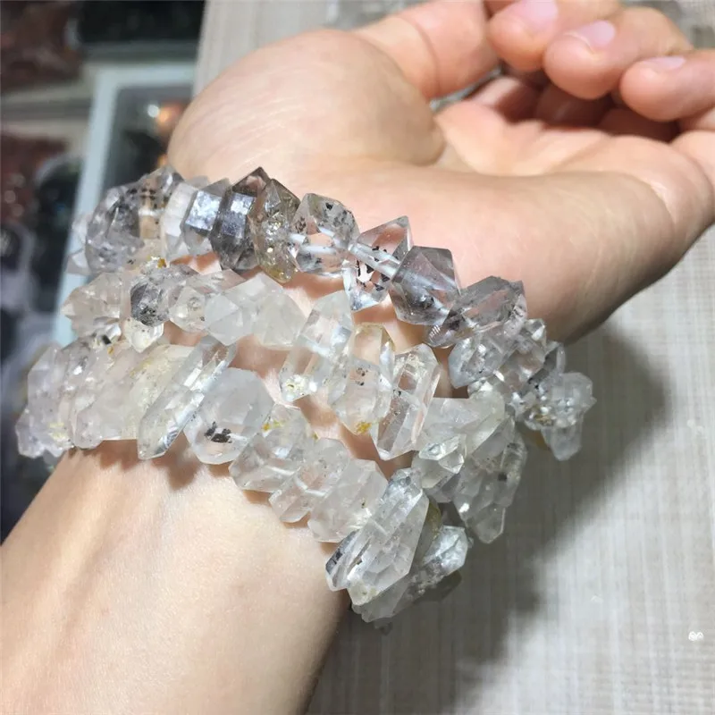 

1pcs rare natural stones and minerals herkimer diamond bracelet rough gem healing crystals clear quartz crystal bracelet
