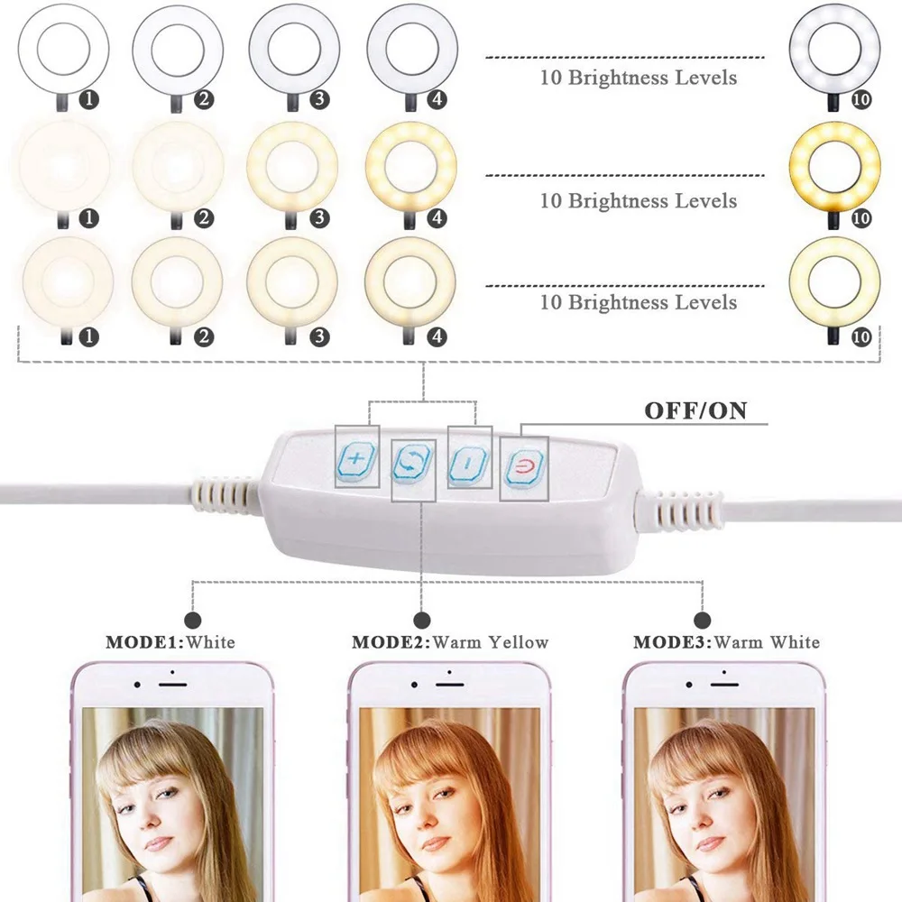  2 IN 1 Lazy Phone Holder 3 Modes LED Fill Light Long Arms Desktop Bed stand Adjustable Aluminum all