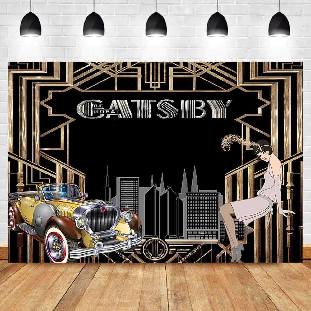 

NeoBack The Great Gatsby Backdrop 1920's Retro Flapper Girl Photography Background Vinyl Gatsby Theme Party Banner Backdrops