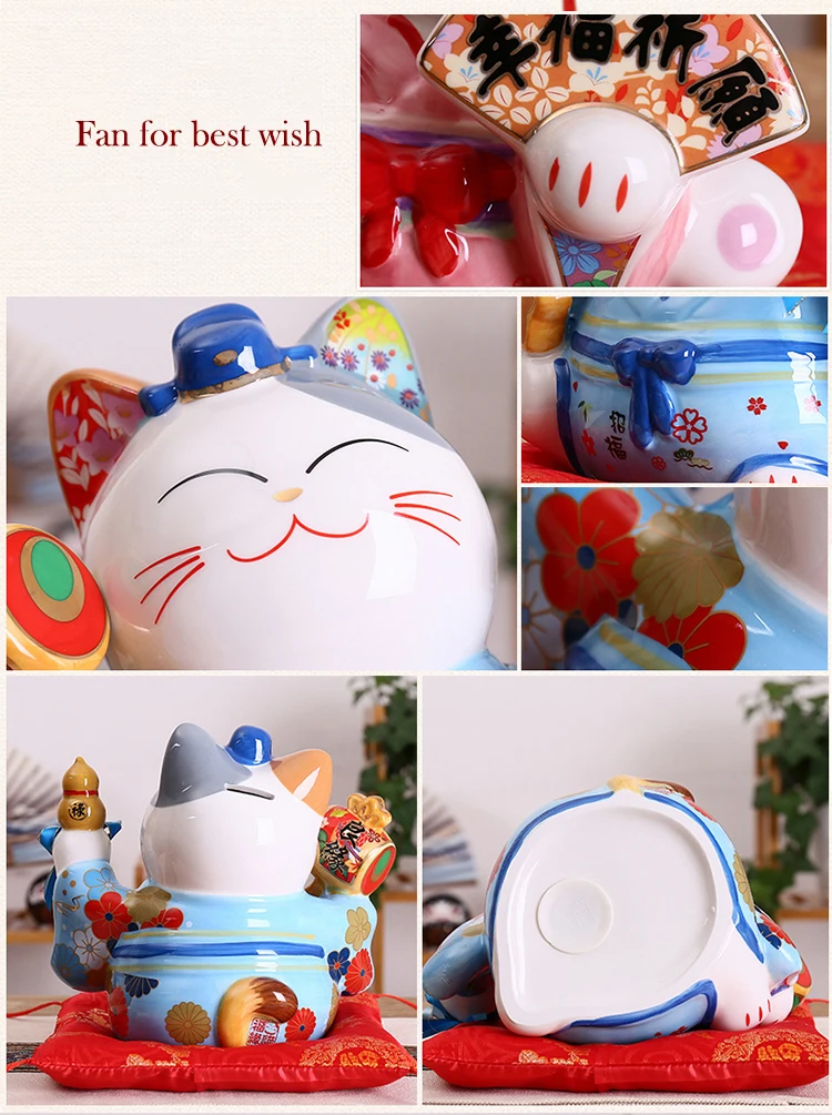 8 дюймов керамика Maneki Neko орнамент Lucky Cat Копилка японская пара Фортуна кошка фэн шуй свадебный подарок центральный