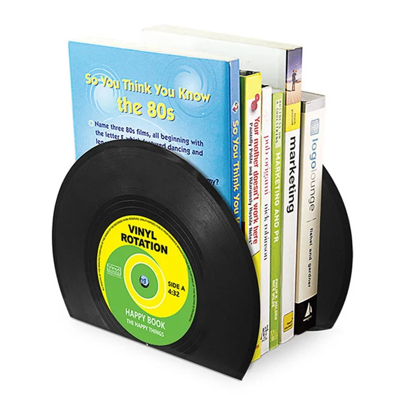 

Retro Record Bookends Vinyl Shelves Bookends Desk Organizer Desktop Book Holder School supplies Stationery Office Accessories