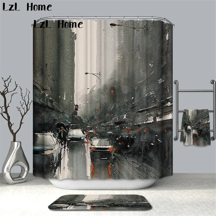 LzL домашний полный художественный узор занавески для душа цифровая печать полиэстер занавески для ванной водонепроницаемый Mildewproof занавески
