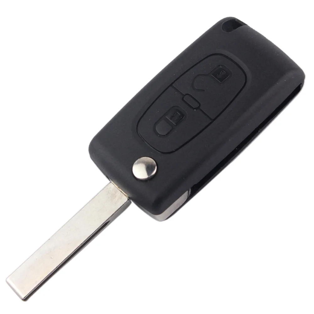 2pcs lot Key Shell with Groove Blade for Peugeot 307 Citroen Remote 2 Buttons with battery