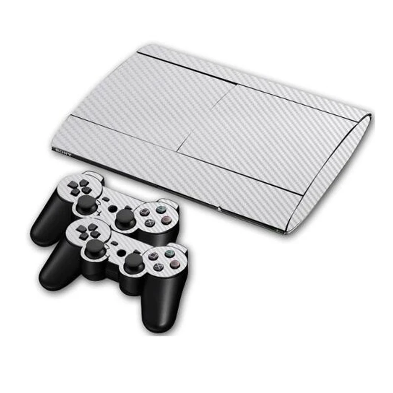 Виниловая наклейка из углеродного волокна для sony PS3 Super Slim 4000 и 2, наклейка с контроллером s для PS3 S 4000, геймпад - Цвет: Белый