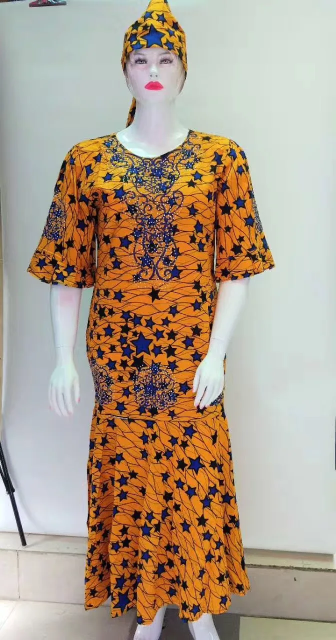 Традиционные африканская повязка Африканский костюмы для женщин 2019 рубашка в африканском стиле платья для в натуральном хлопке новая