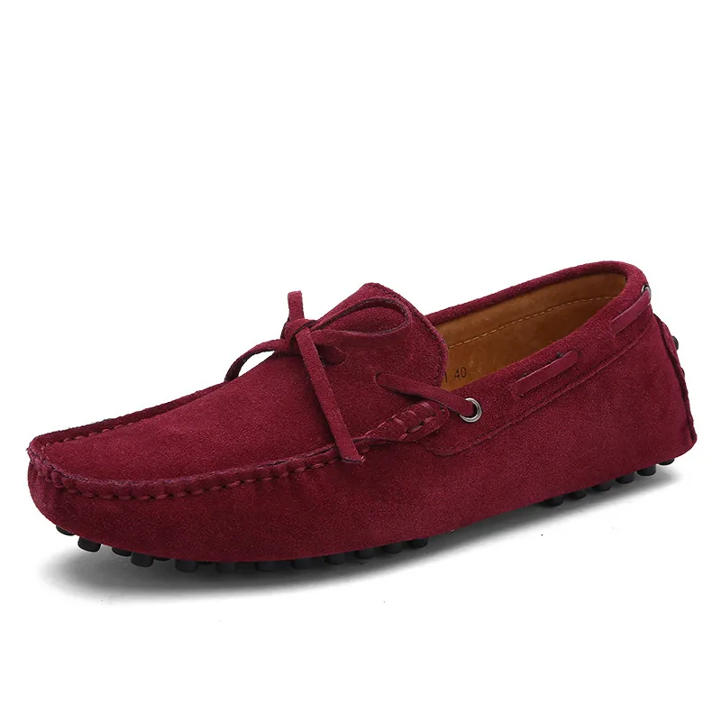 KOZLOV/мужская повседневная обувь; Роскошные брендовые лоферы на шнуровке; Мужская Дизайнерская модная замшевая обувь для вождения; мужские мокасины; коллекция года - Цвет: red wine