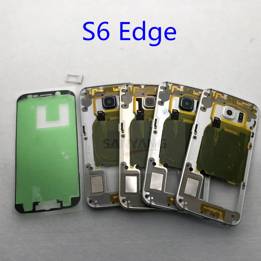 Средняя рамка Корпус Шасси+ объектив камеры для Samsung Galaxy S6 Edge G925 G925F G925A G925T G925P с держателем sim-карты