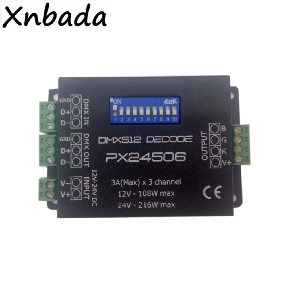 DMX512 PX24506 декодер драйвер светодиодный контроллер усилитель для цветных(RGB) светодиодных лент свет DC12/24 V