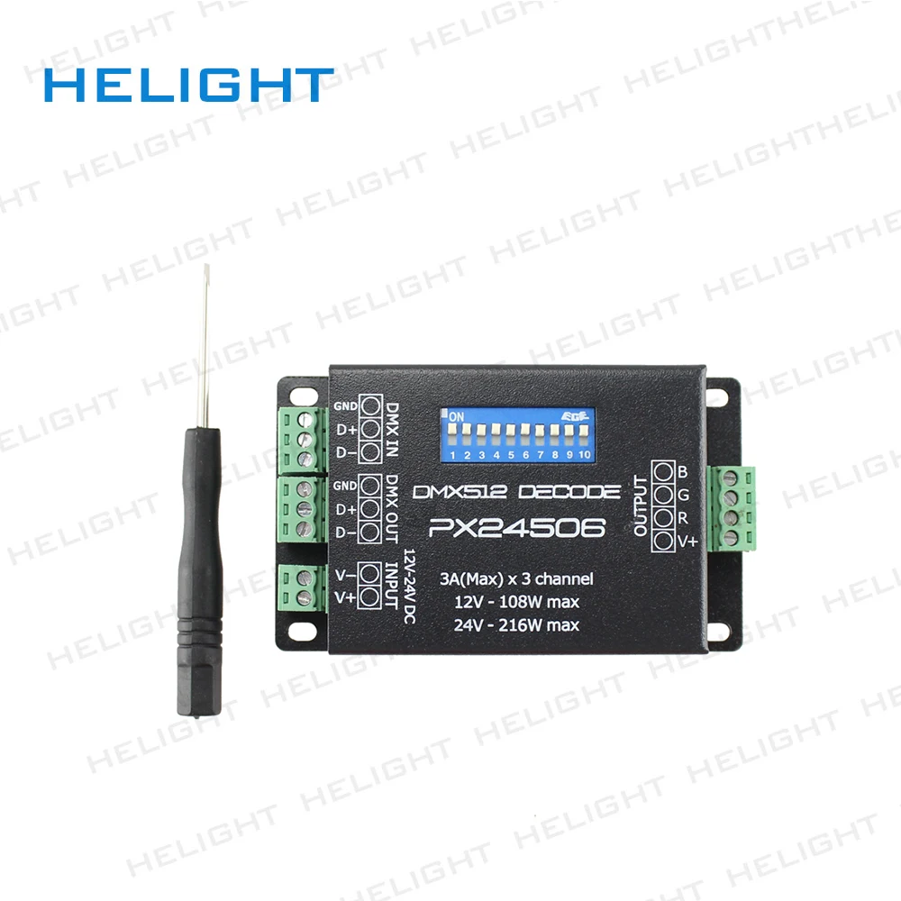 Светодиодный контроллер PX24506 декодер DMX 512 драйвер 9A усилитель светодиодный