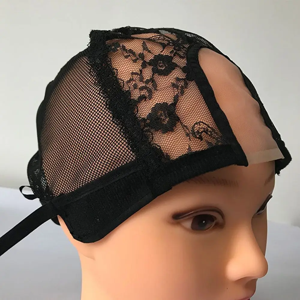 1PC High Quanlity Wig Lace Front Caps For Making Wigs Elastic Straps Black Stretch Breathable Weaving Cap