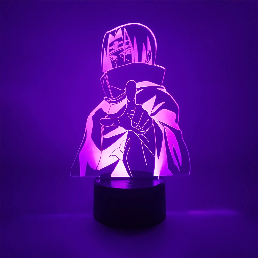 tokoh anime uchiha itachi naruto figure led 3d malam lampu 7 warna akrilik naruto figuras lampu led meja dekorasi rumah anak anak hadiah