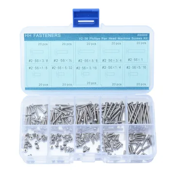 

200pcs #2-56 UNC Phillips Pan Head Machine Screws Assortment Kit Stainless Steel