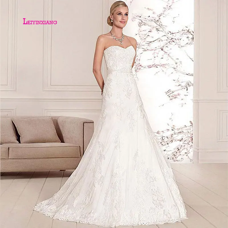 

LEIYINXIANG Wedding Dress Bride Dress Vestido De Noiva Backless Natural Sexy A-line Luxury Backless Appliques Strapless Elegant