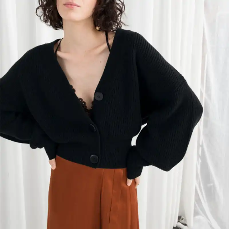 black oversized cropped jumper