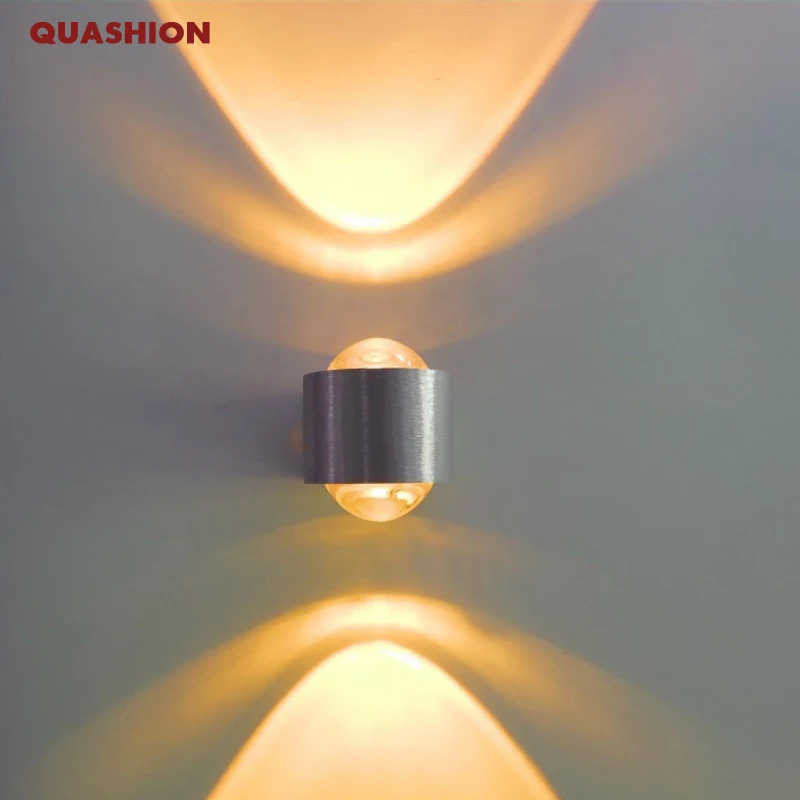 Material de Alumínio Abajur de Acrílico v para Cima e para Baixo Indoor 2 w Led Wall Lâmpada Ac110v e 220 Arandela Quarto Decorar Luz da Parede