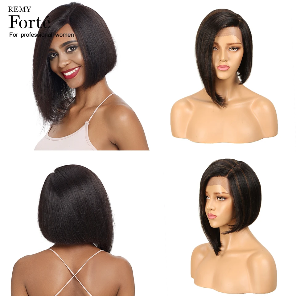 

Remy Forte Lace Front Human Hair Wigs Straight Real 100% Remy Brazilian Wigs U Part Short Human Hair Wigs Breathable Lace Wigs