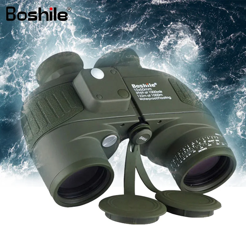 Binoculars 10x50 HD professional Marine binocular Military with Navigation Compass night vision high power Waterproof telescope