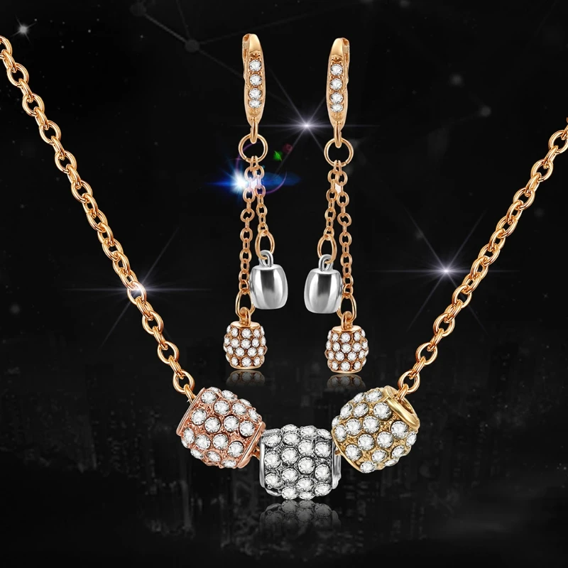 

1 Set Necklace Earrings Bride Wedding Women Jewelry Luxury Shiny Ring Pendant Drop Ship W2952001
