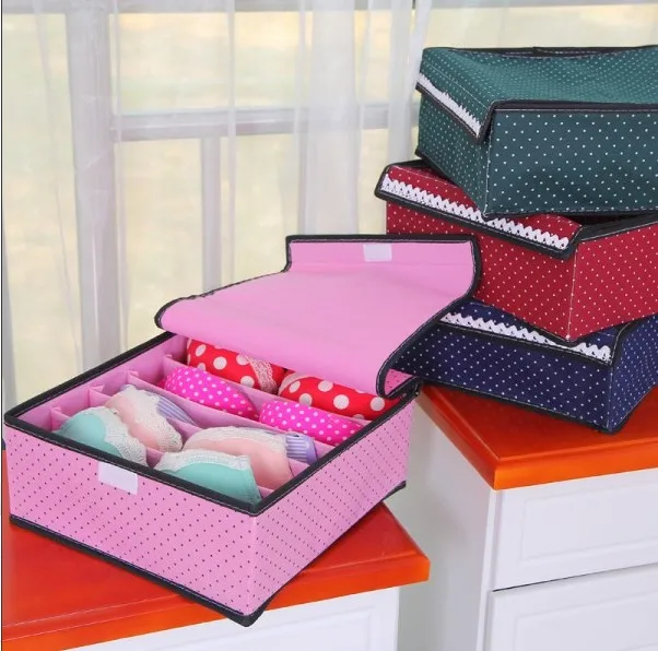 New Dot Pattern 5 Cells Underwear Bra Storage Container Box Home