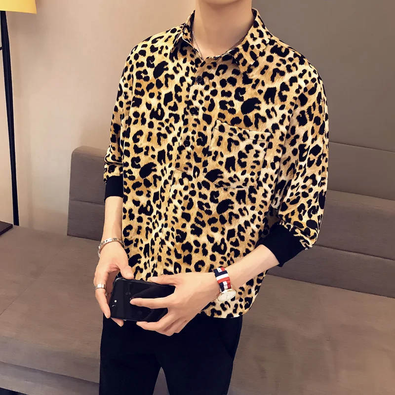 Hip Hop Loose Roll Up Sleeve Shirt Men 