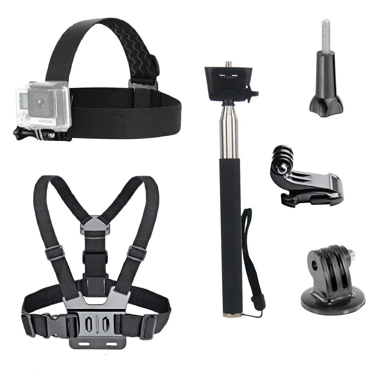 Goedkoop 3 in 1 Universele Waterdichte Actie Camera Accessoires Bundel Kit Head Strap Mount Borst Harnas Selfie Stok compatibel voor