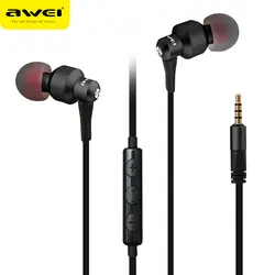 Awei стереонаушники "металлик" 3,5 мм In-Ear шумоподавляющие наушники Super Bass HIFI гарнитура с микрофоном управление ES-50TY