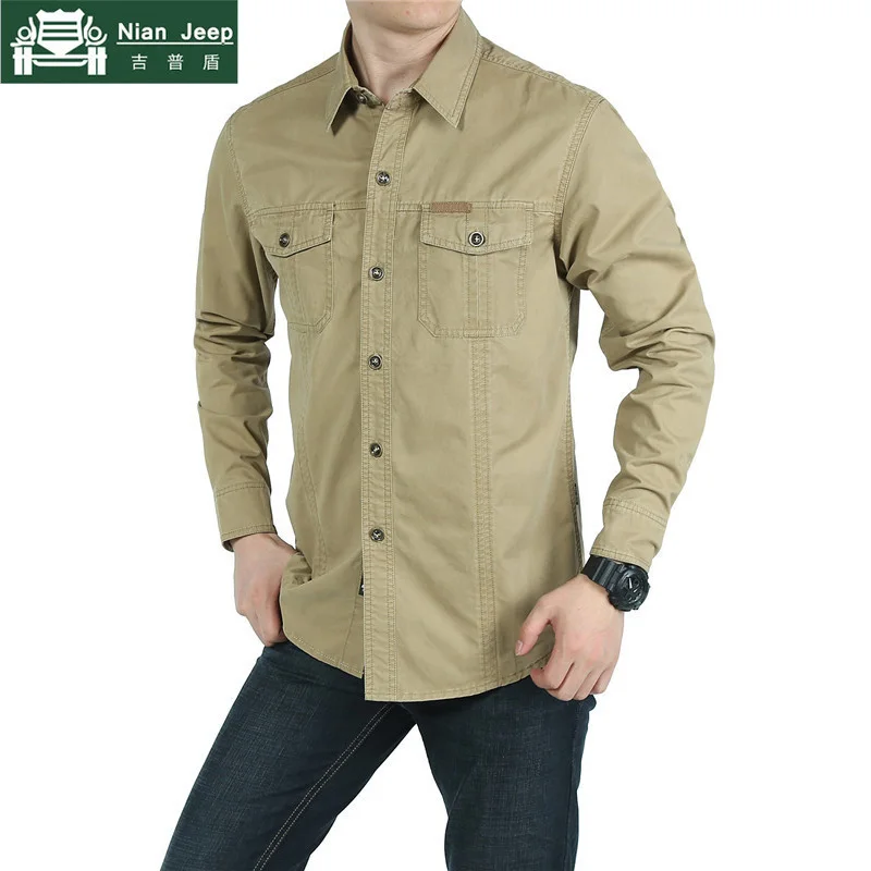 New Arrivel Shirt Men 2018 Fashion 100% Cotton Military Shirt Men Autumn Spring New Casual Long Sle