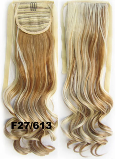 Лента для волос с конским хвостом для девочек, с клипсой, волнистые, ровный слой, синтетические шиньоны, 2" 80 г, 1 шт - Цвет: RP888 Color F27-613