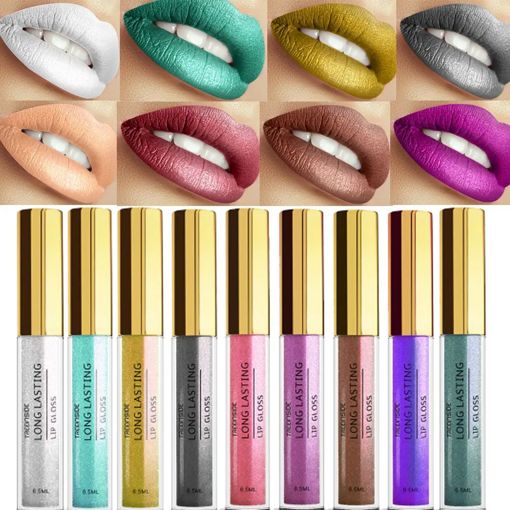 

TREEINSIDE Metallic Glitter Pearl Color Liquid Lipstick Lip Tint Long Lasting Charming Pigment Cosmetic Diamond Lipgloss TR003