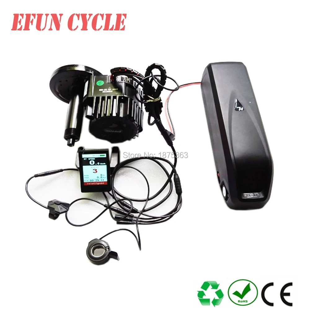 

BAFANG BBSHD 48V 1000W central motor kits with 48V 17.5Ah USB hailong down tube battery pack with color LCD display for MTB