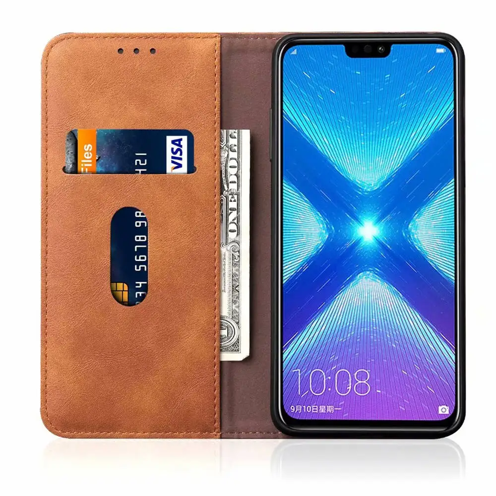 Роскошный чехол книжка s для huawei Honor 8X кожаный с магнитным бумажником телефона