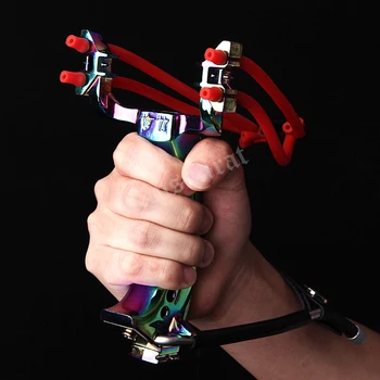 

2 Rubber Bands Folding Wrist Slingshot Catapult Outdoor Games Powerful Hunting Bow & Arrow Sling ShotTools Hunting Sling shot