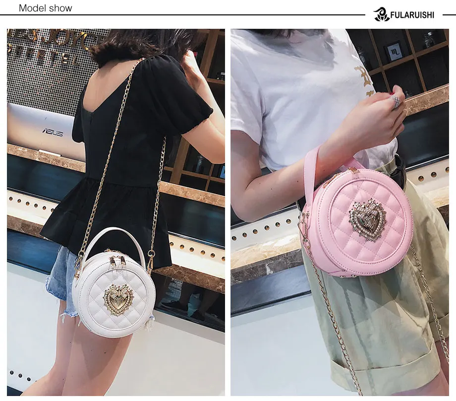 Fularuishi Summer Female Women Messenger Bag Korean Edition Fashion Small Round Bag Mini Bag Circular Shoulder Bag